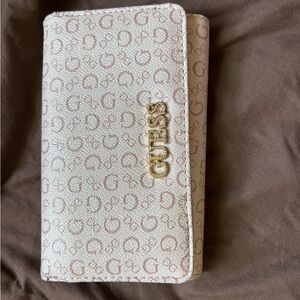 Guess Cream Wallet with Gold Logo